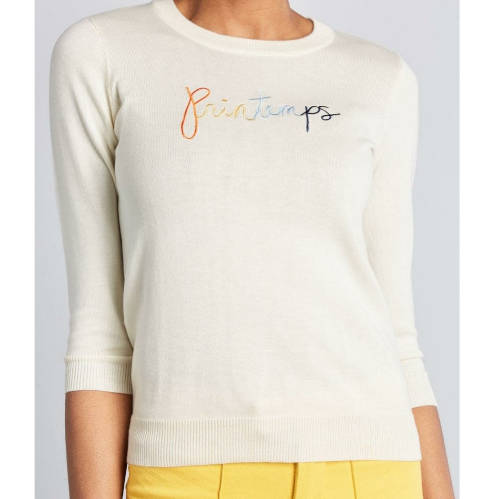 NWOT! ModCloth Printemps Cream Embroidered Sweater